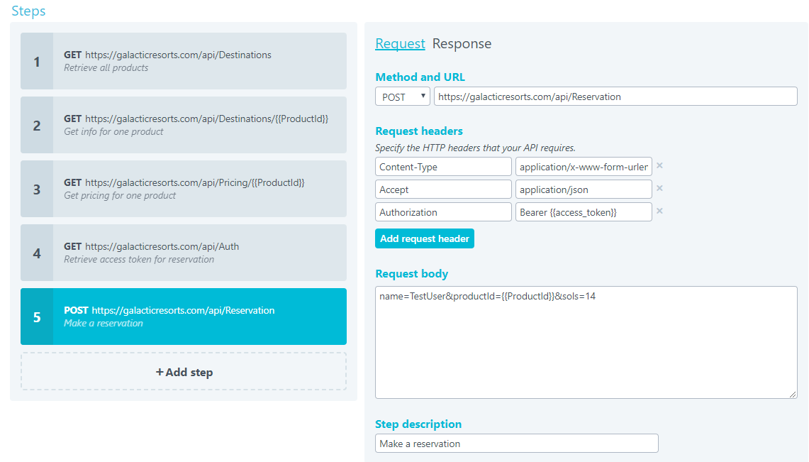 Multi-step API Monitoring Step Builder UI