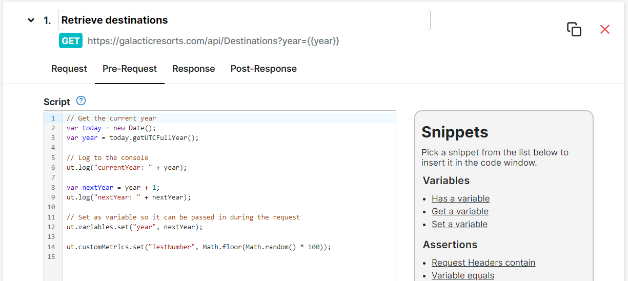 MSA pre-request script example