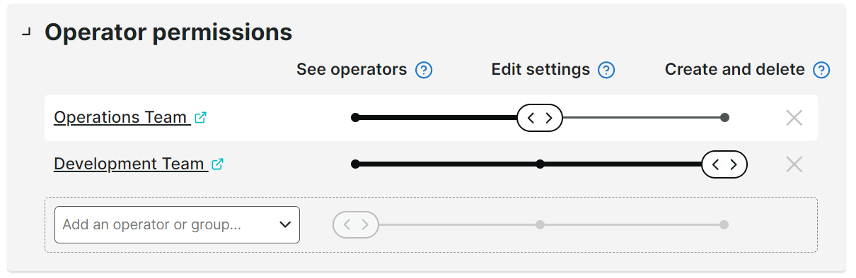 Operator and operator group permissions