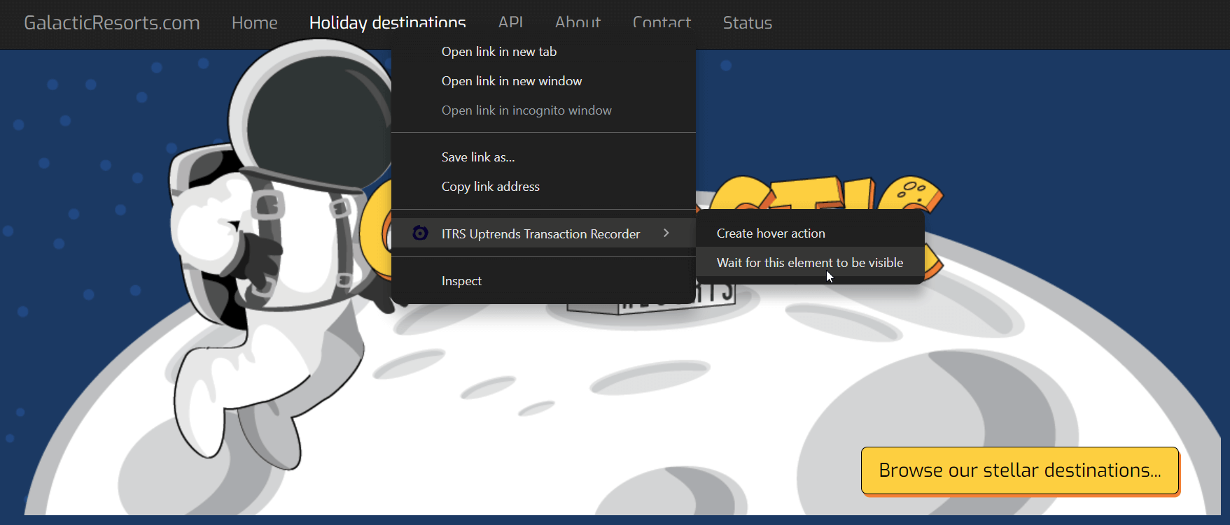 Right-click menu in recorder
