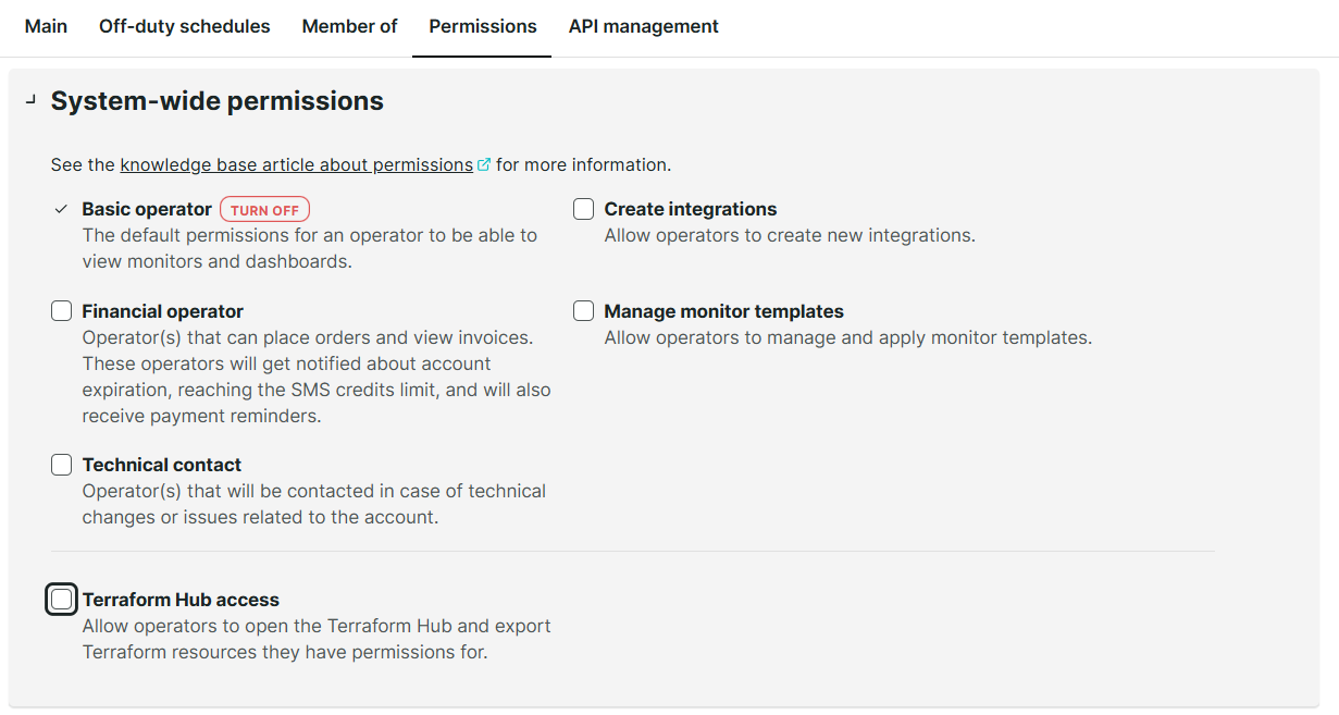 Terraform Hub access permission